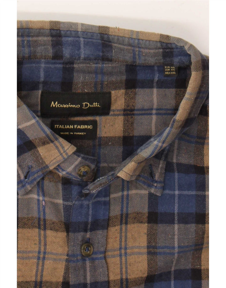 Muška košulja od flanela Massimo Dutti 2XL smeđa karirana