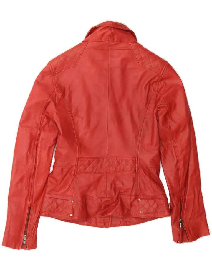 VINTAGE Womens Bomber Leather Jacket IT 38 XS Red Leather Vintage Vintage and Second-Hand Vintage from Messina Hembry 