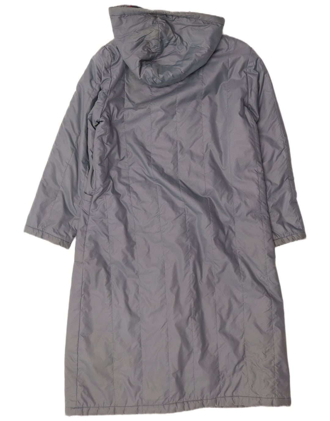 VINTAGE Womens Hooded Windbreaker Coat UK 14 Medium Grey Nylon