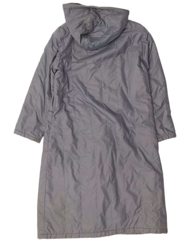 VINTAGE Womens Hooded Windbreaker Coat UK 14 Medium Grey Nylon
