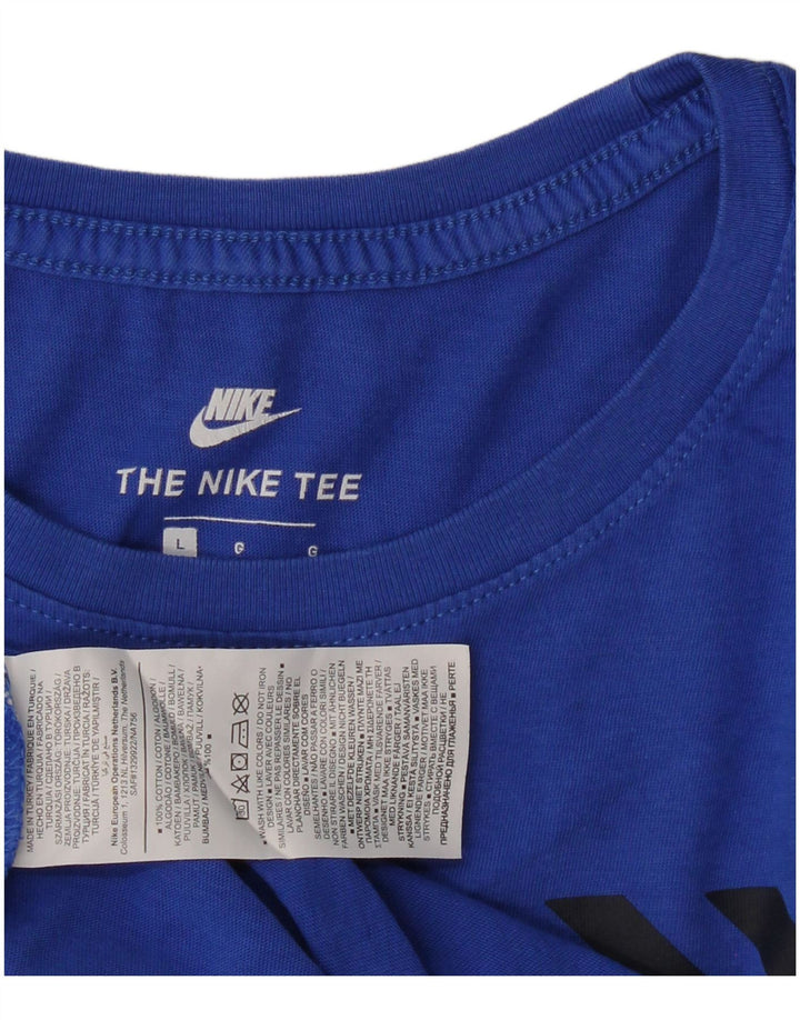 NIKE Mens Graphic T-Shirt Top Large Blue Cotton