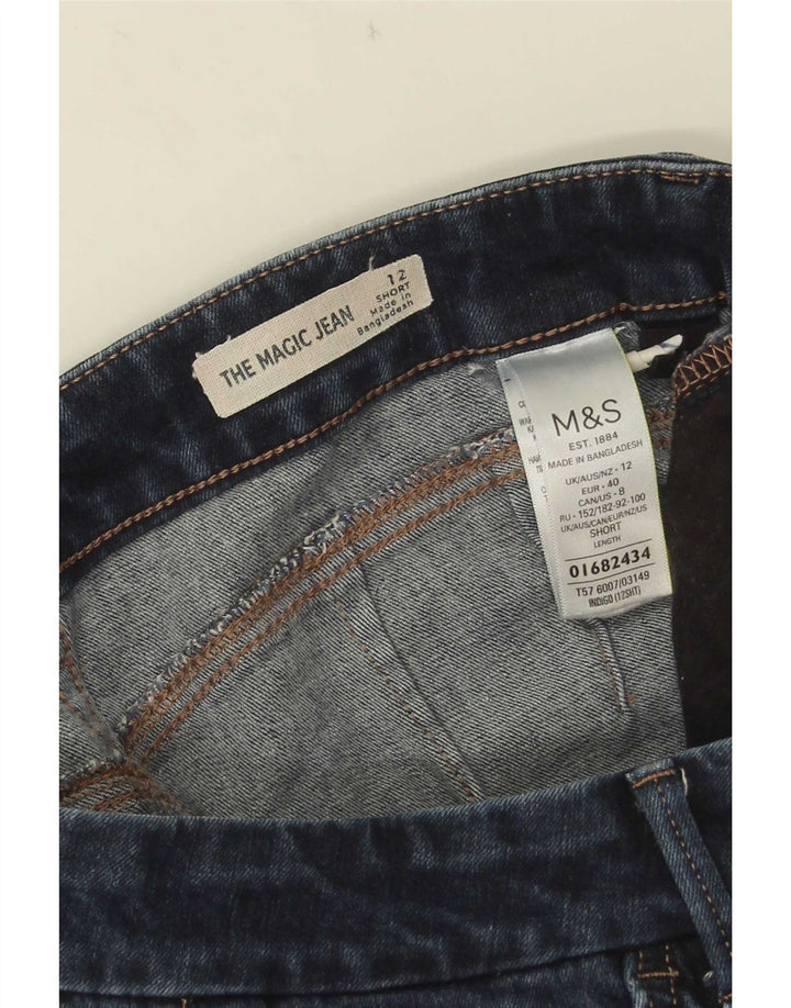 Marks & Spencer ženske lepršave traperice UK 12 srednje W28 L27 tamnoplavi pamuk