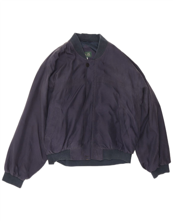 Vintage muška bomber jakna UK 44 2XL tamnoplava svila