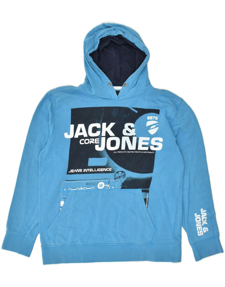 JACK & JONES Mens Graphic Hoodie Jumper Large Blue | Vintage Jack & Jones | Thrift | Second-Hand Jack & Jones | Used Clothing | Messina Hembry 