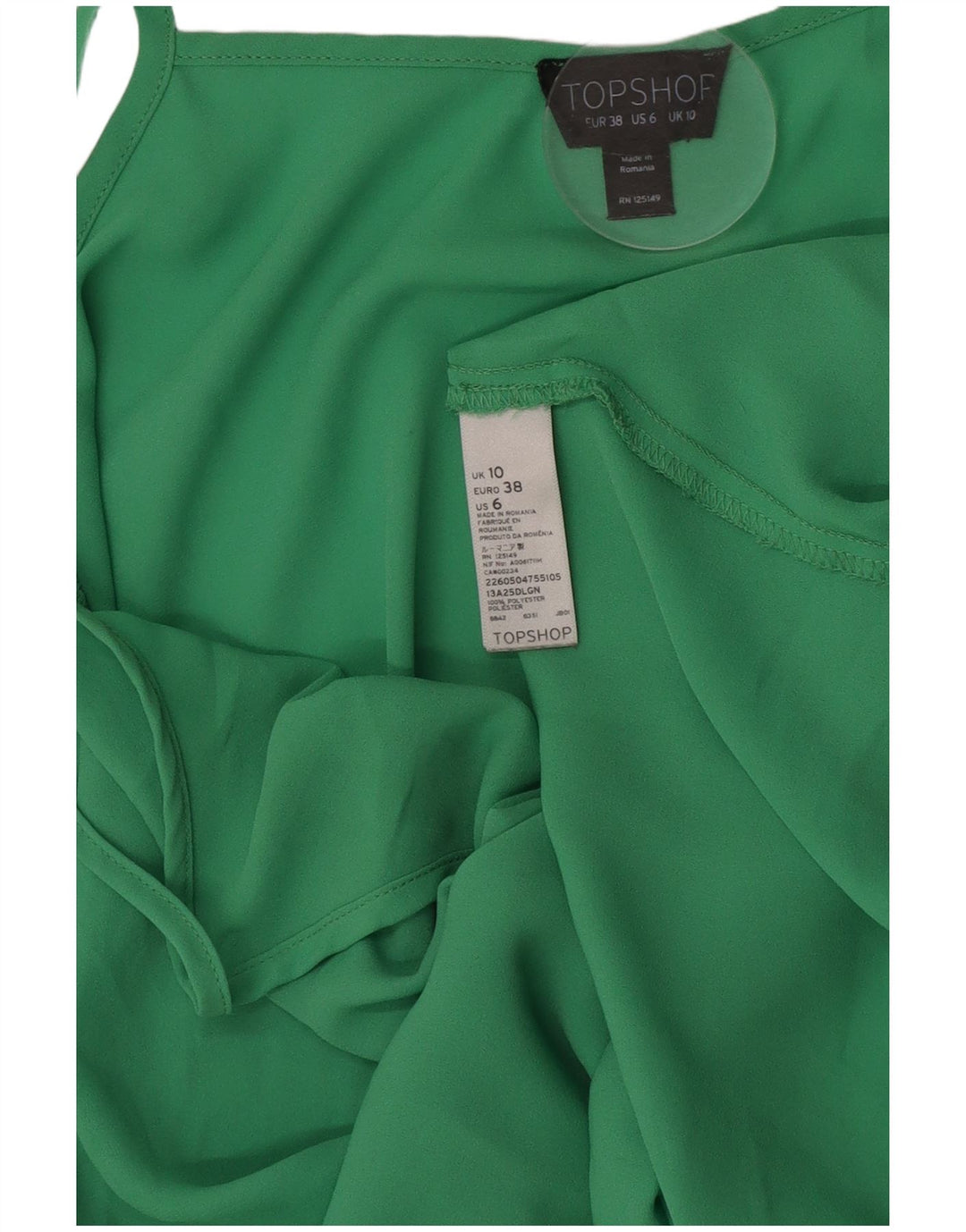 Topshop ženski Cami Top UK 10 mali zeleni poliester