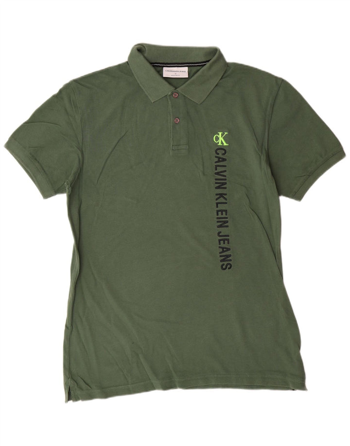 CALVIN KLEIN JEANS Muška polo majica regularnog kroja srednje veličine kaki pamuk
