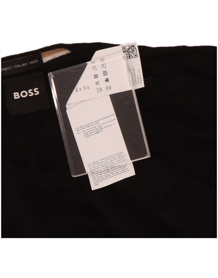 Hugo Boss muški džemper s okruglim izrezom srednje crne vune