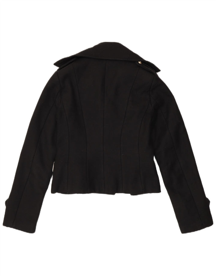 ELISABETTA FRANCHI Ženski Celyn B Pea Coat IT 46 Large Black Virgin Wool