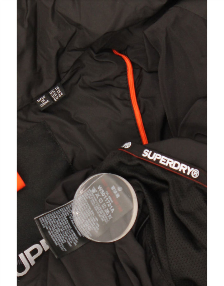 Superdry ženska podstavljena jakna s kapuljačom UK 16 veliki crni poliester