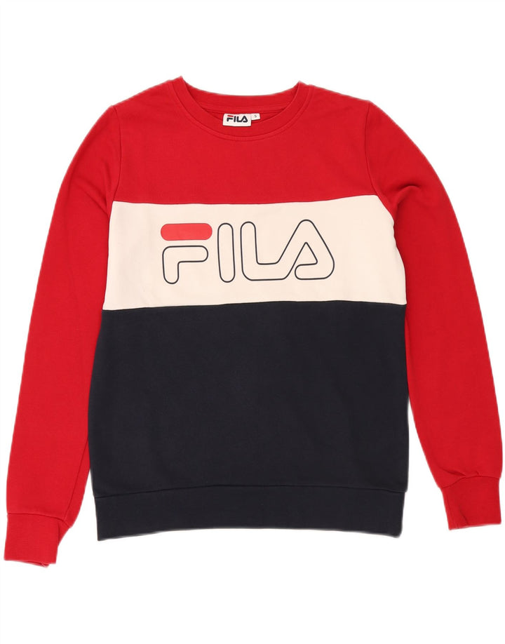 FILA Womens Sweatshirt Jumper UK 10 Small Multicoloured Colourblock Vintage Fila and Second-Hand Fila from Messina Hembry 