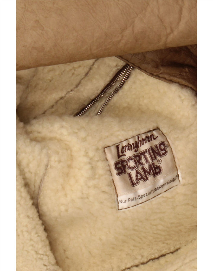 LORINGHOVEN Muški kaput od ovčjeg krzna UK 36 Mala bež janjeća koža