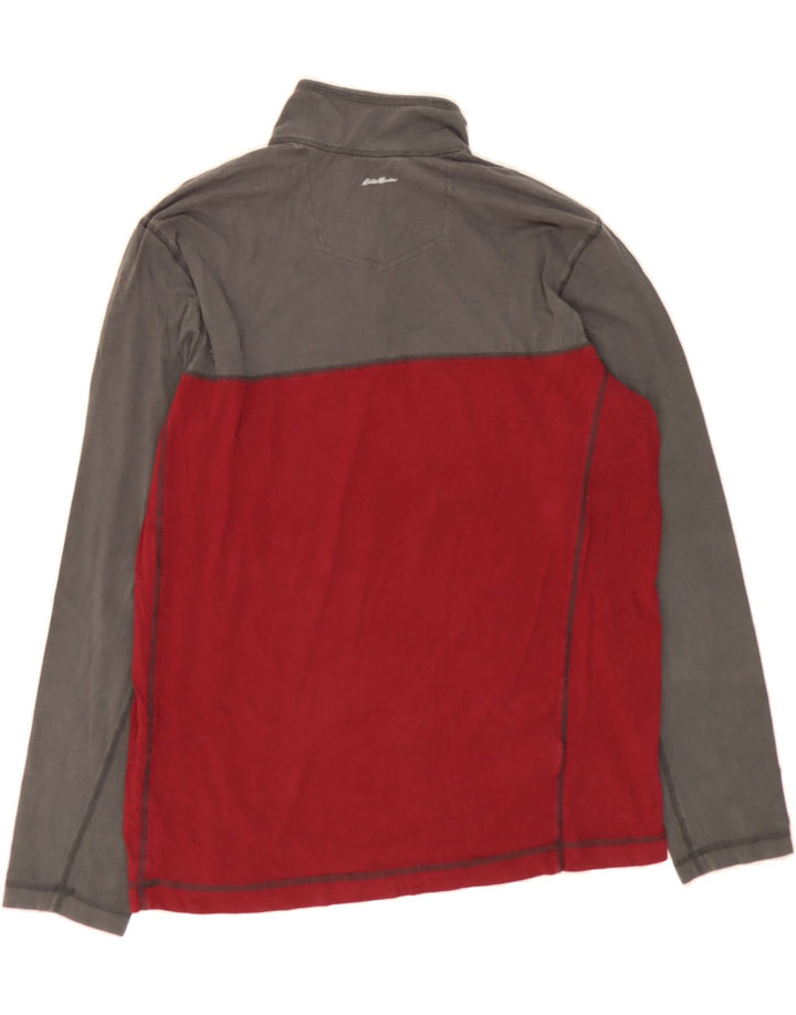 EDDIE BAUER Mens Zip Neck Pullover Tracksuit Top Large Red Colourblock Vintage Eddie Bauer and Second-Hand Eddie Bauer from Messina Hembry 