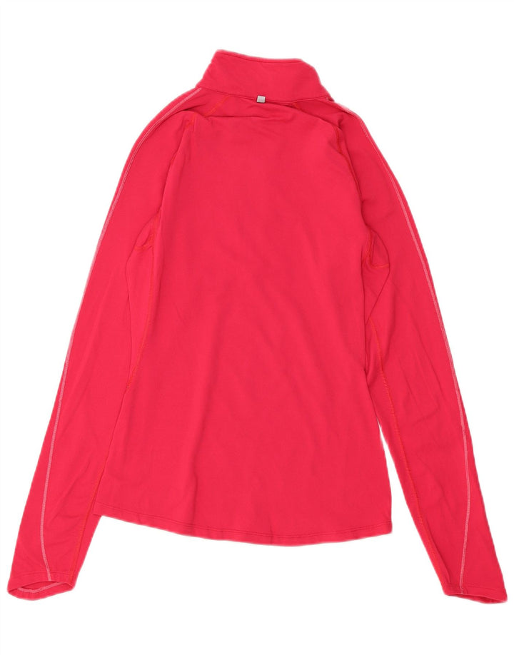 NIKE Womens Dri Fit Zip Neck Pullover Tracksuit Top UK 6 XS Pink