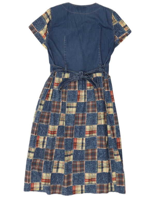 Vintage ženska traper haljina UK 14 srednje plava patchwork