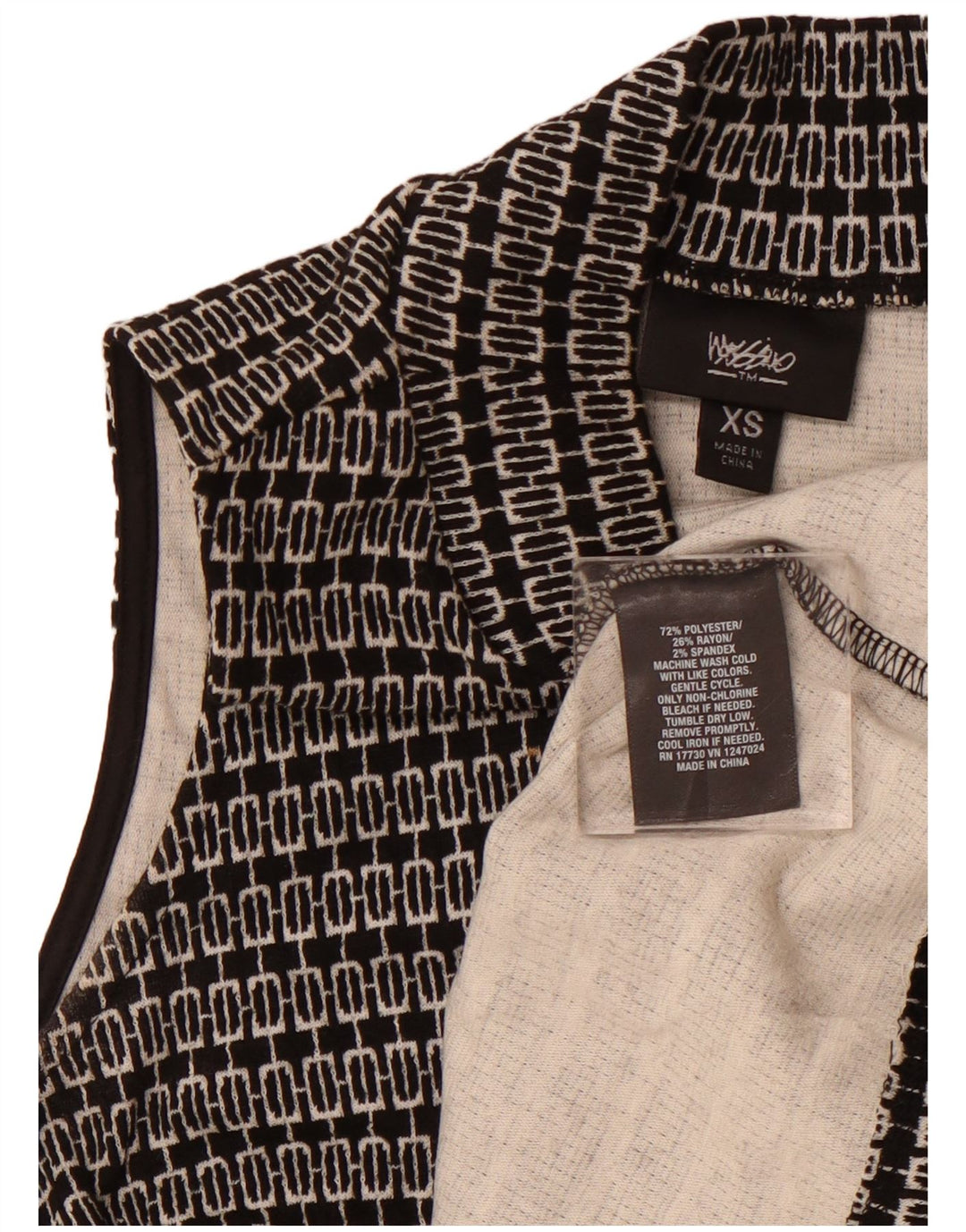 MOSSIMO ženska haljina A-kroja bez rukava UK 6 XS crna geometrijska poliesterska