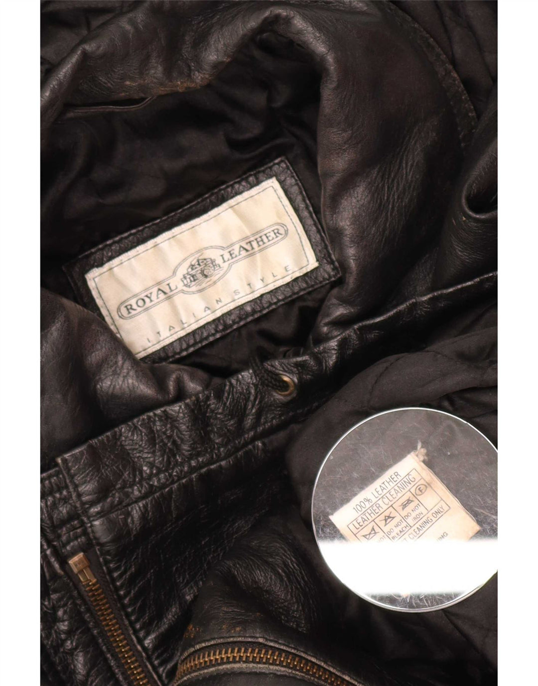 Vintage ženska prevelika kožna jakna s kapuljačom IT 44 Medium Black