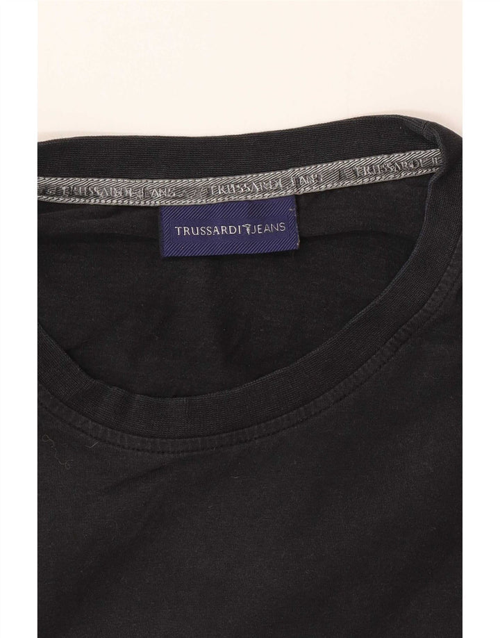 Trussardi Jeans muška majica dugih rukava s grafičkim detaljima, mala crna