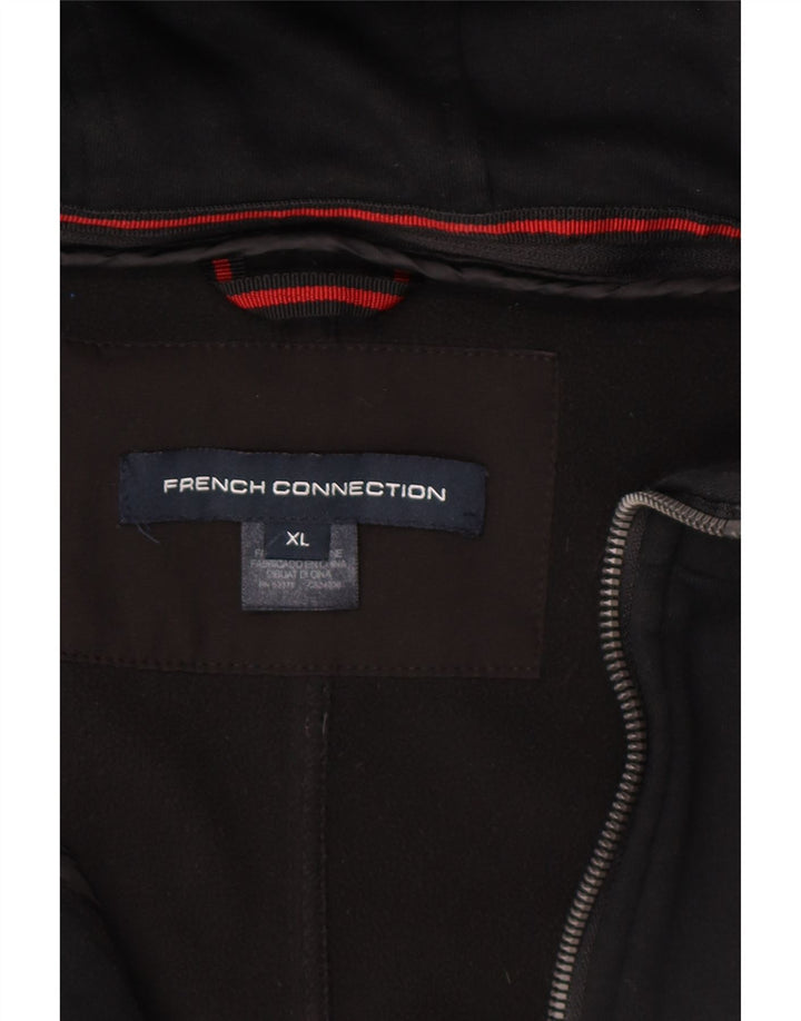 FRENCH CONNECTION Womens Hooded Windbreaker Coat UK 18 XL Black Polyester Vintage French Connection and Second-Hand French Connection from Messina Hembry 