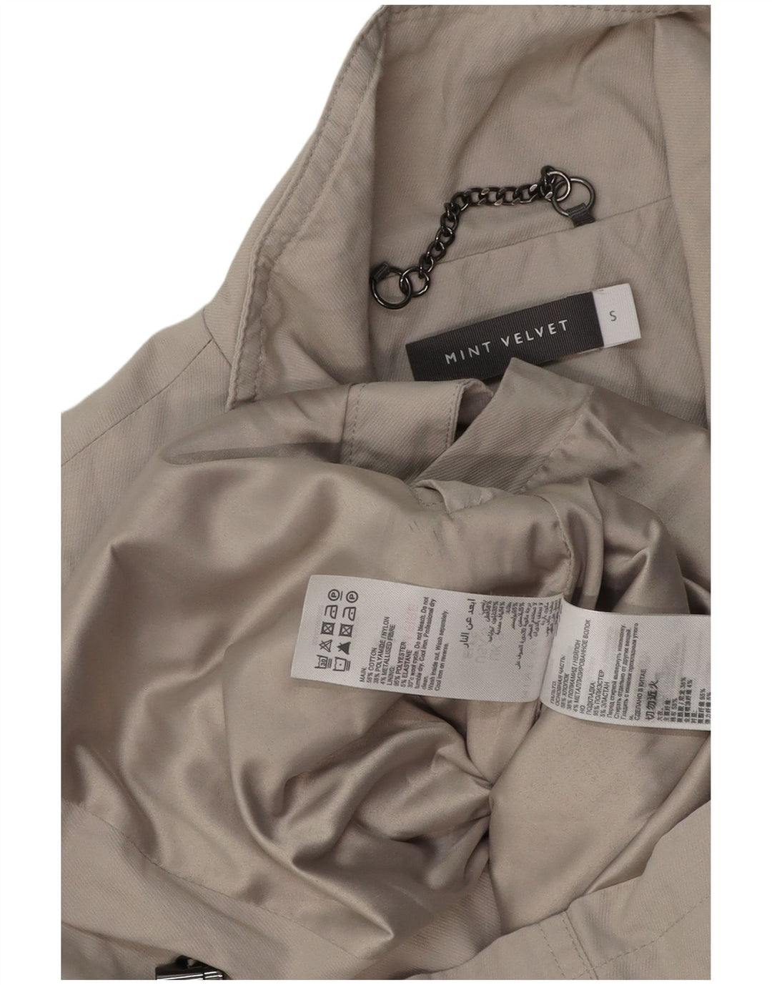 MINT VELVET Ženska pomoćna jakna UK 10 Mala siva pamuk