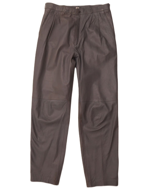 VINTAGE Womens High Waist Trousers IT 46 Large W30 L31 Grey Leather