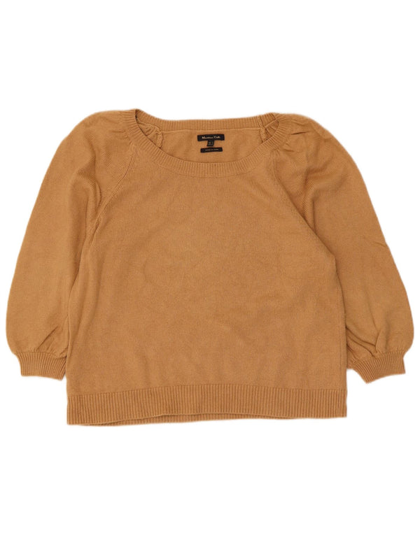 Zara ženski kratki džemper s 3/4 rukavima s brodskim izrezom UK 10 Small Beige