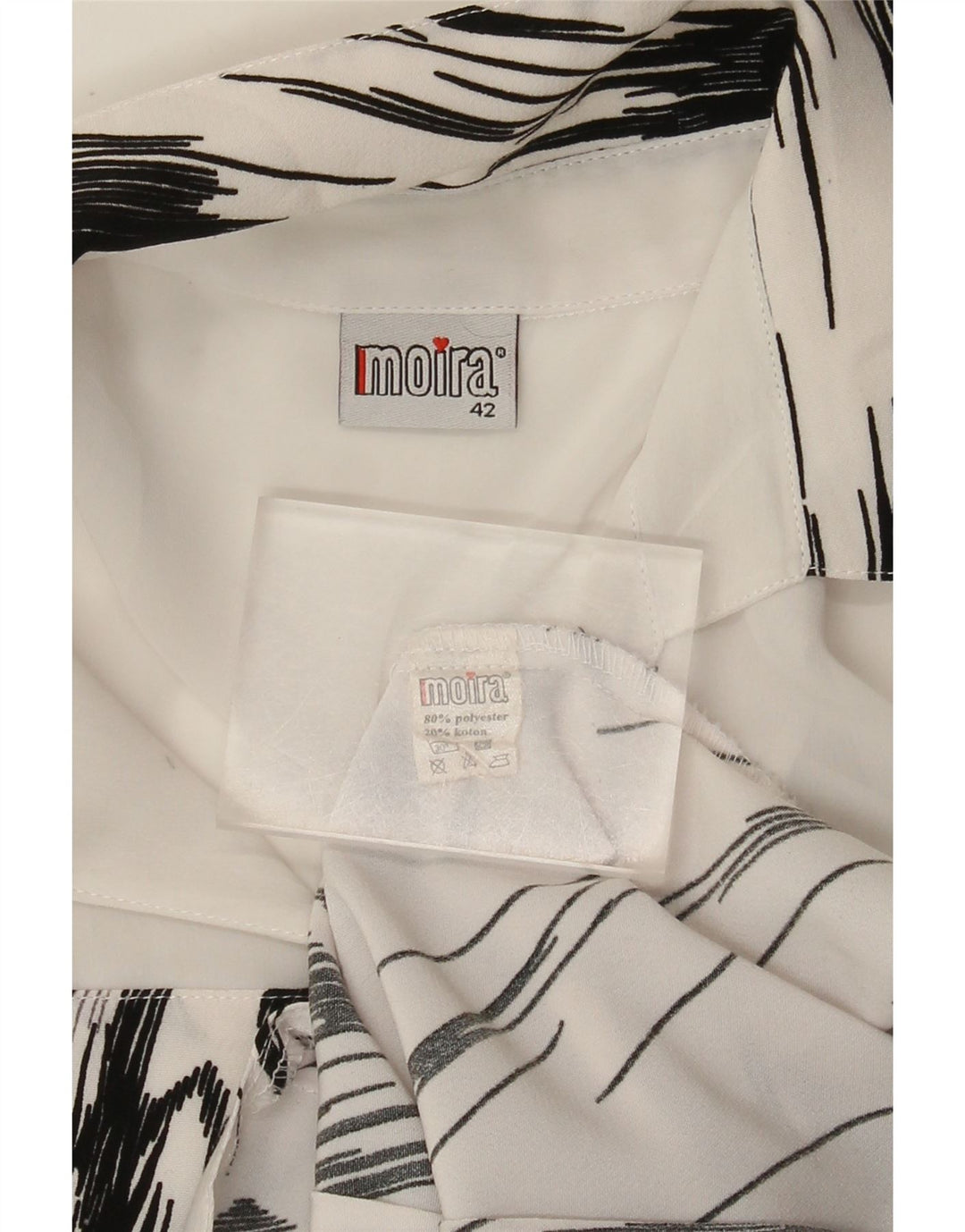 Vintage ženska košulja bluza s 3/4 rukavima IT 42 srednje bijele pruge od poliestera