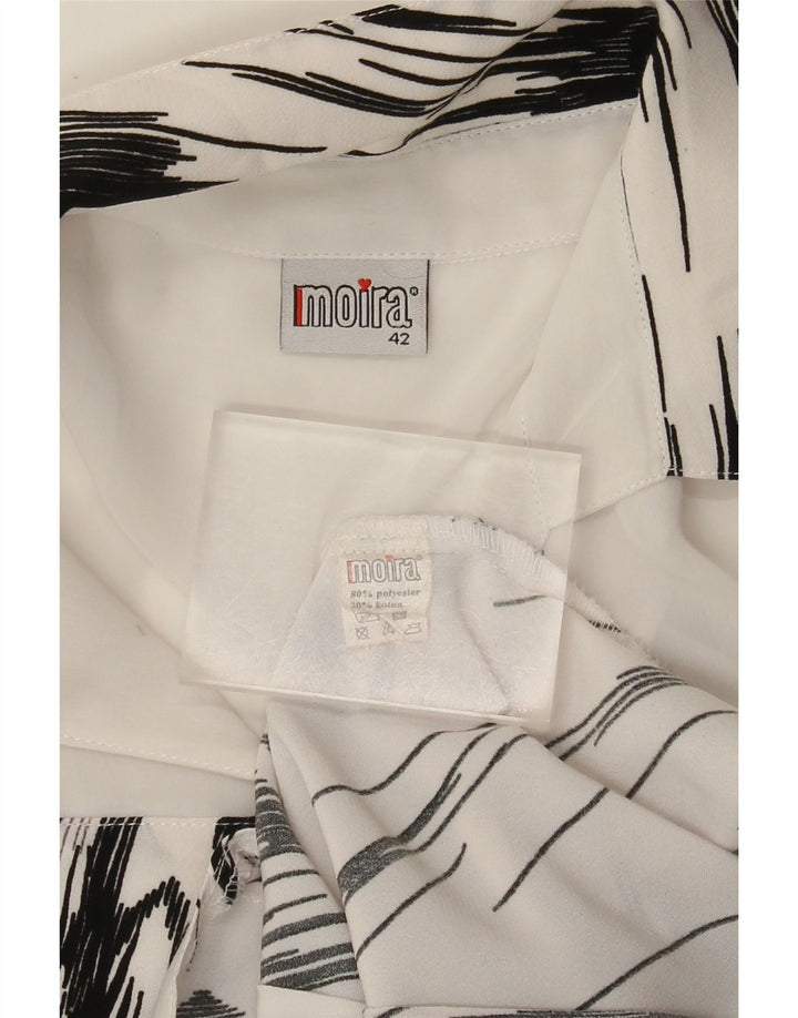 Vintage ženska košulja bluza s 3/4 rukavima IT 42 srednje bijele pruge od poliestera