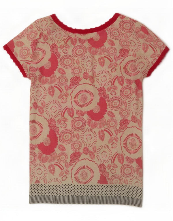 White Stuff Womens Short Sleeve Cardigan Top UK 8 Small Pink Floral Cotton