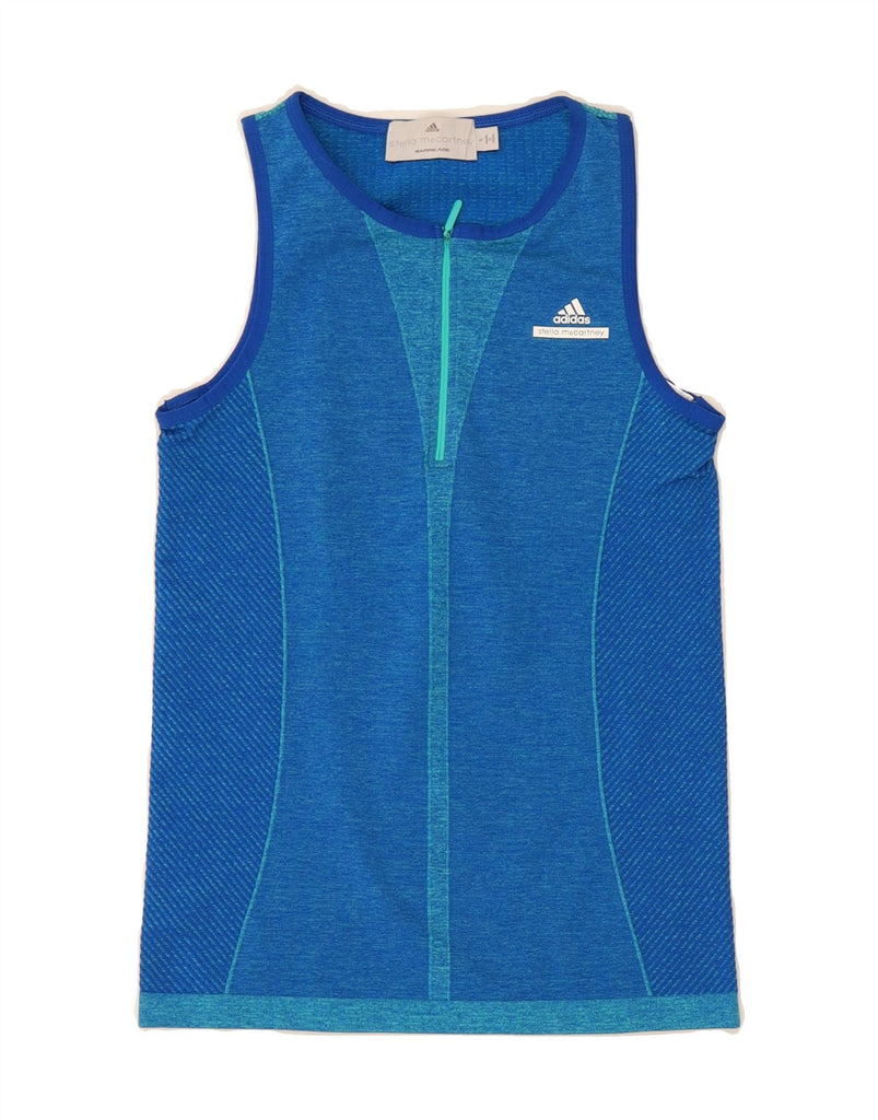 ADIDAS Womens Stella McCartney Vest Top UK 8 Small Blue Colourblock Vintage Adidas and Second-Hand Adidas from Messina Hembry 
