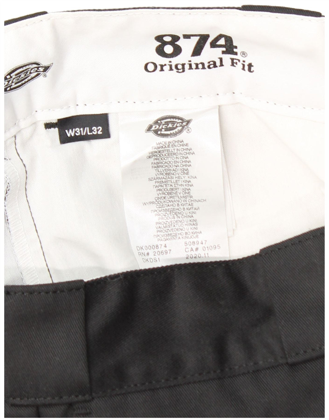 DICKIES Muške 874 ravne chino hlače originalnog kroja W31 L32 crni pamuk