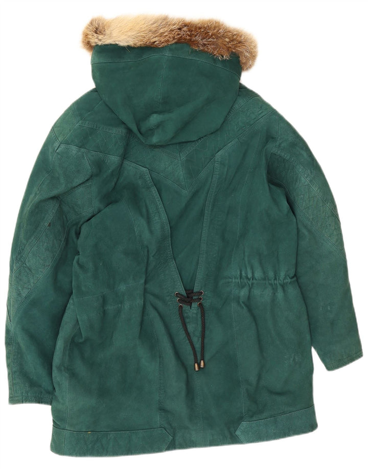 Vintage ženska velika parka jakna od antilopa IT 40 Mala zelena koža