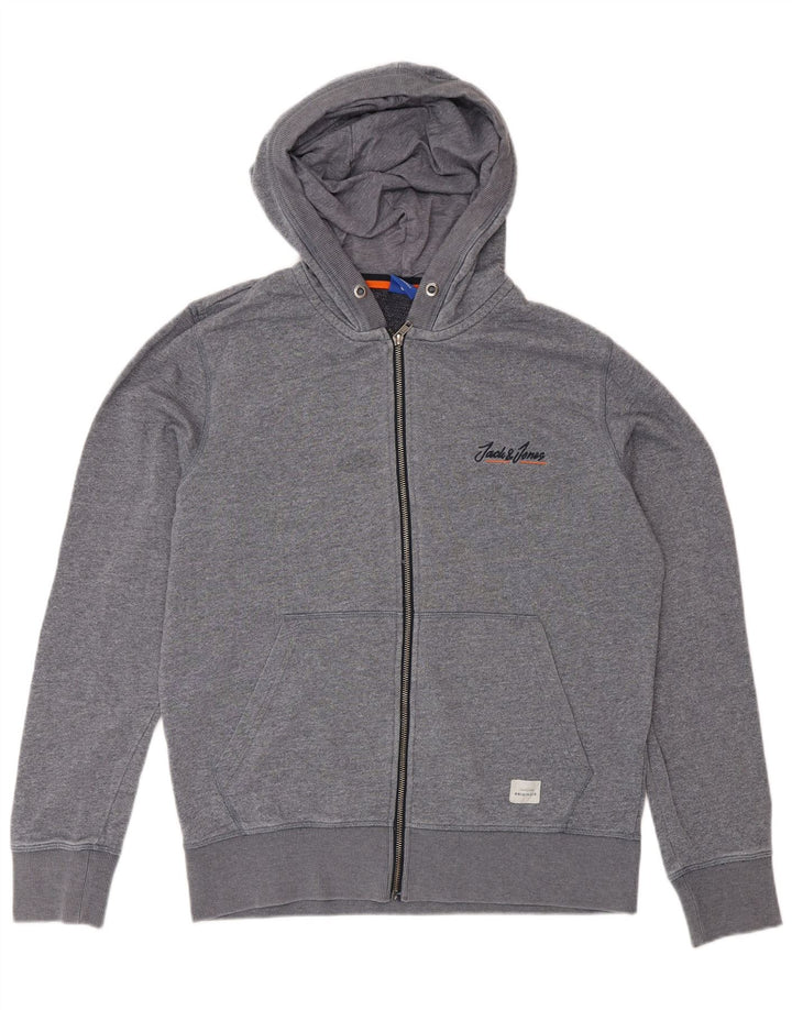 Jack & Jones muški pulover s kapuljačom na patentni zatvarač srednje sivi pjegavi poliester