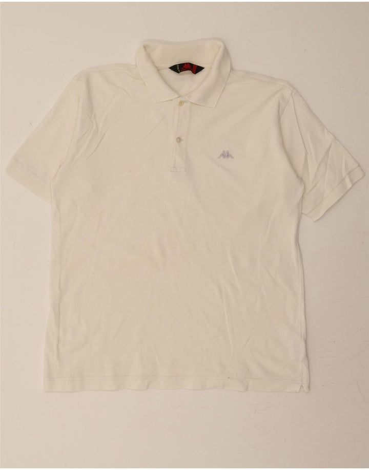 KAPPA Mens Polo Shirt Medium Off White Vintage Kappa and Second-Hand Kappa from Messina Hembry 