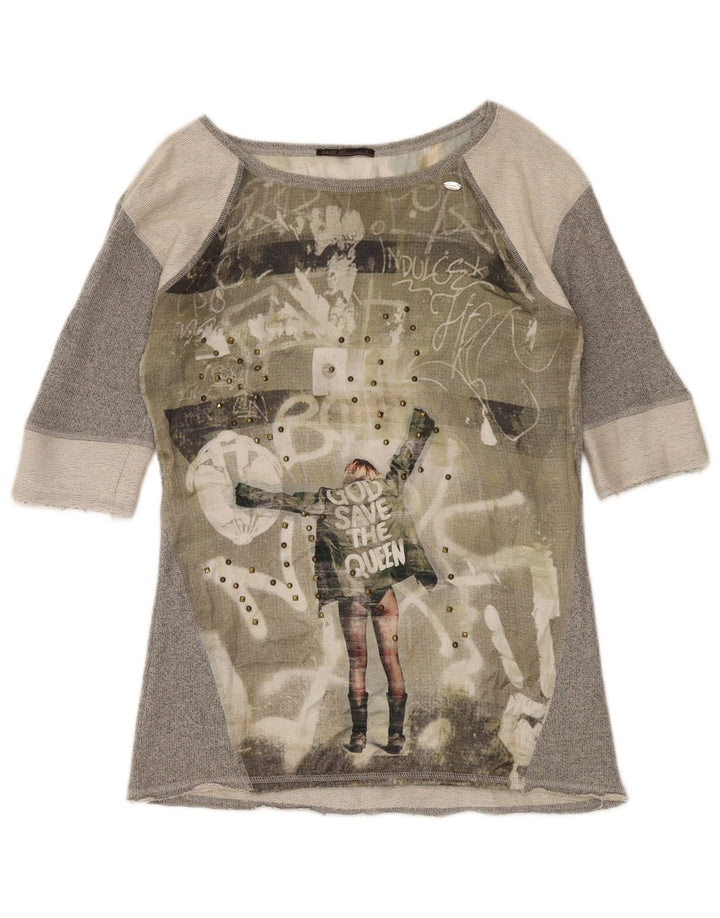 Gaudi gornji dio ženske grafičke bluze UK 18 XL sivi poliester u boji