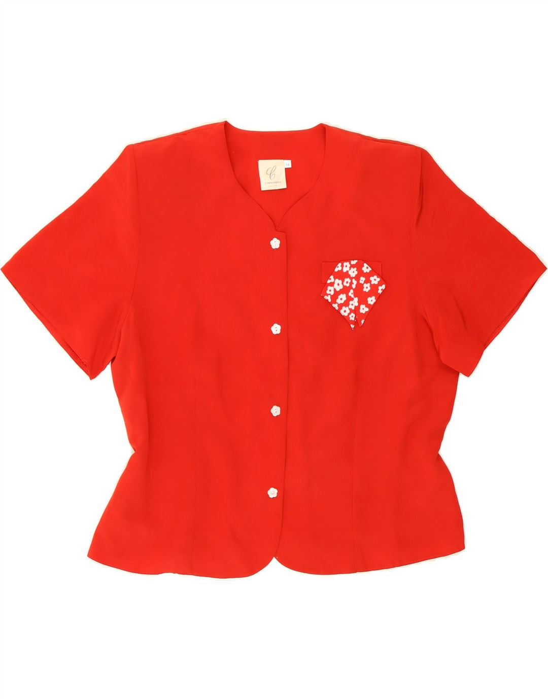 VINTAGE Womens Shirt Blouse UK 16 Large Red Polyester Vintage Vintage and Second-Hand Vintage from Messina Hembry 