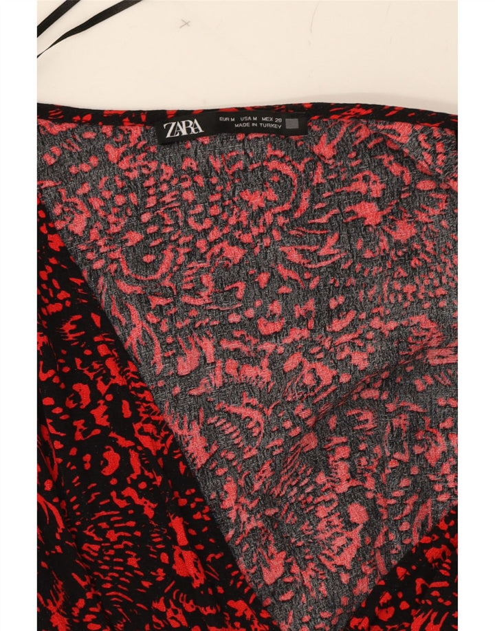 ZARA Womens Long Sleeve Abstract Pattern A-Line Dress UK 14 Medium Red Vintage Zara and Second-Hand Zara from Messina Hembry 