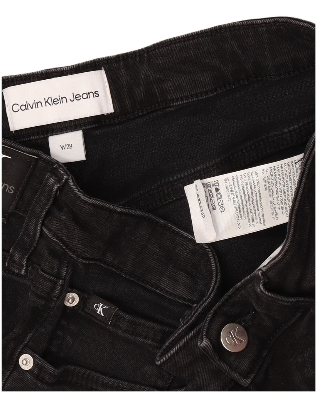 Ženske traper kratke hlače Calvin Klein W28 Srednje crni pamuk