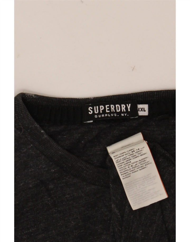 SUPERDRY muška majica dugih rukava 2XL sivi flekasti pamuk