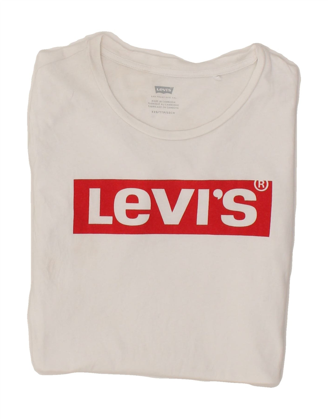 LEVI'S Womens Graphic T-Shirt Top 2XS White Cotton Vintage Levi's and Second-Hand Levi's from Messina Hembry 