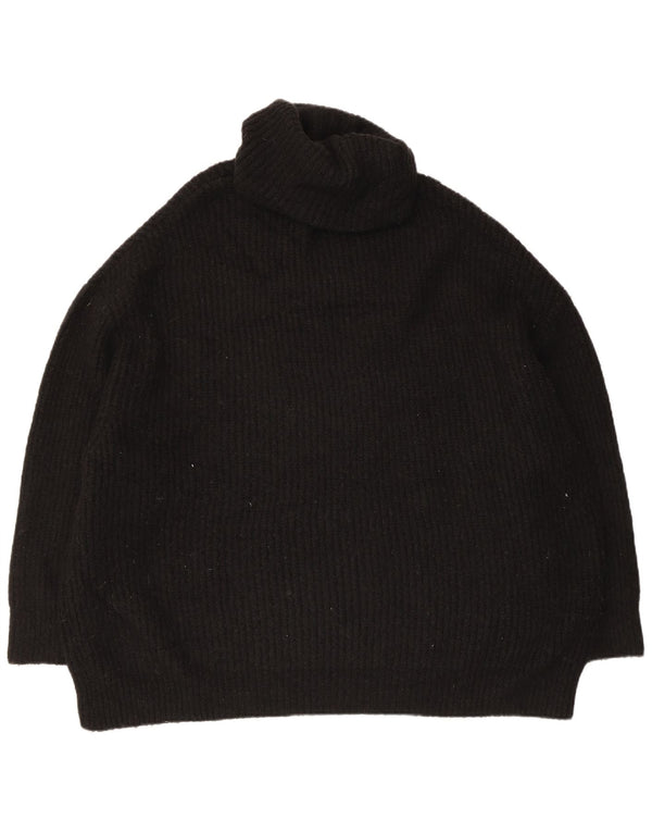 Zara Womens 3/4 Sleeve Oversized Roll Neck Jumper Sweater UK 16 Large Black