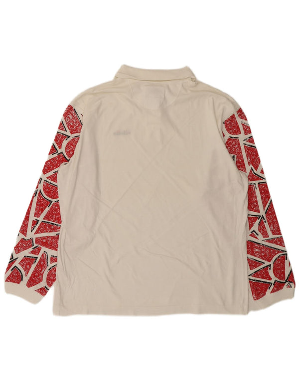 ELLESSE Muška polo majica dugih rukava IT 50 Srednje bijeli geometrijski pamuk