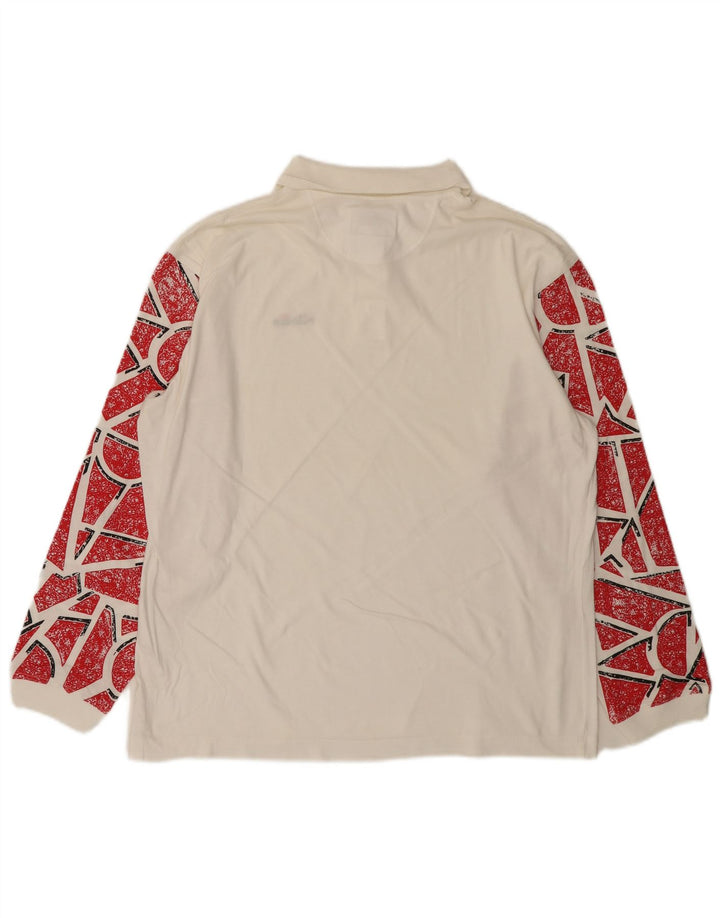 ELLESSE Muška polo majica dugih rukava IT 50 Srednje bijeli geometrijski pamuk