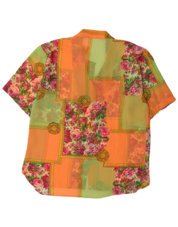 Vintage ženska prozirna košulja kratkih rukava UK 18 XL višebojna cvjetna