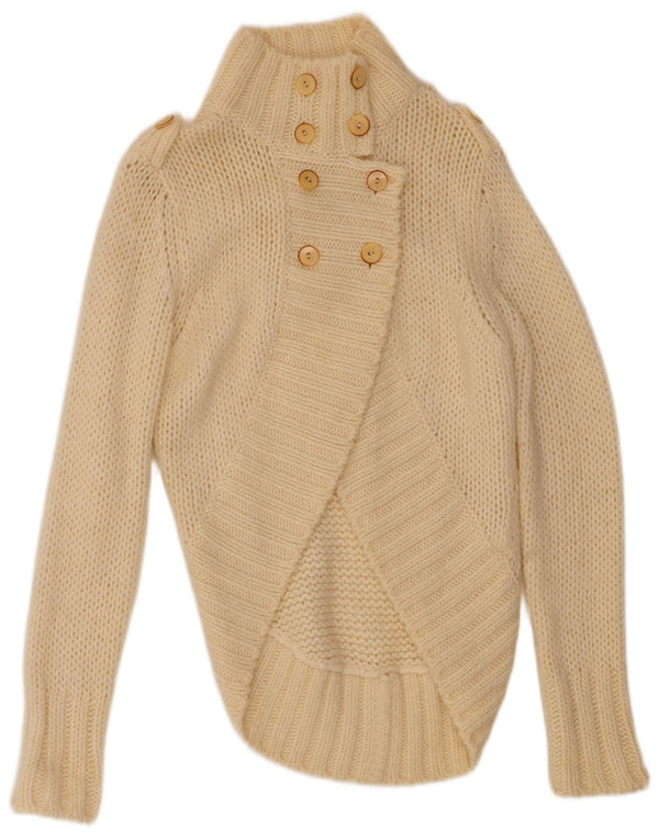 ZATVORENO Ženski džemper kardigan UK 14 Large Off White Wool