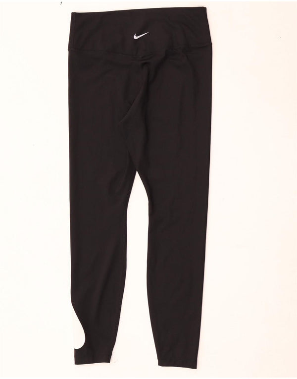 Nike Ženske Dri Fit Graphic Leggings UK 14 Srednje crni poliester