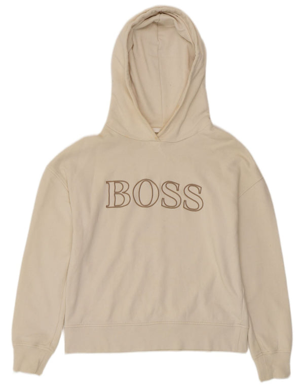HUGO BOSS Ženska prekomjerna majica s kapuljačom s grafičkim motivima UK 10 Small Off White