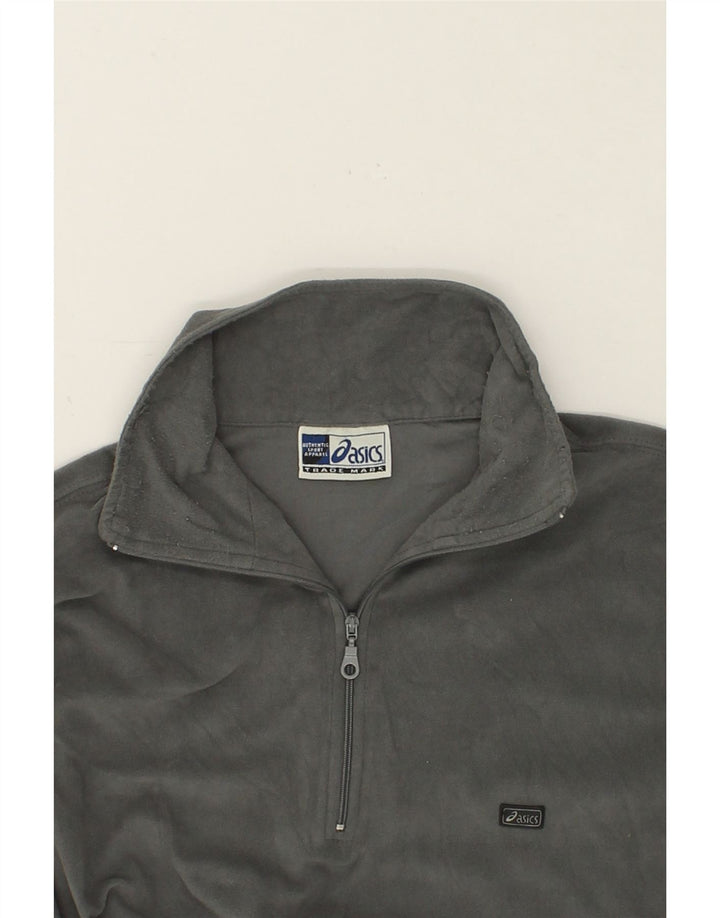 ASICS Mens Zip Neck Fleece Jumper Medium Grey Polyester Vintage Asics and Second-Hand Asics from Messina Hembry 
