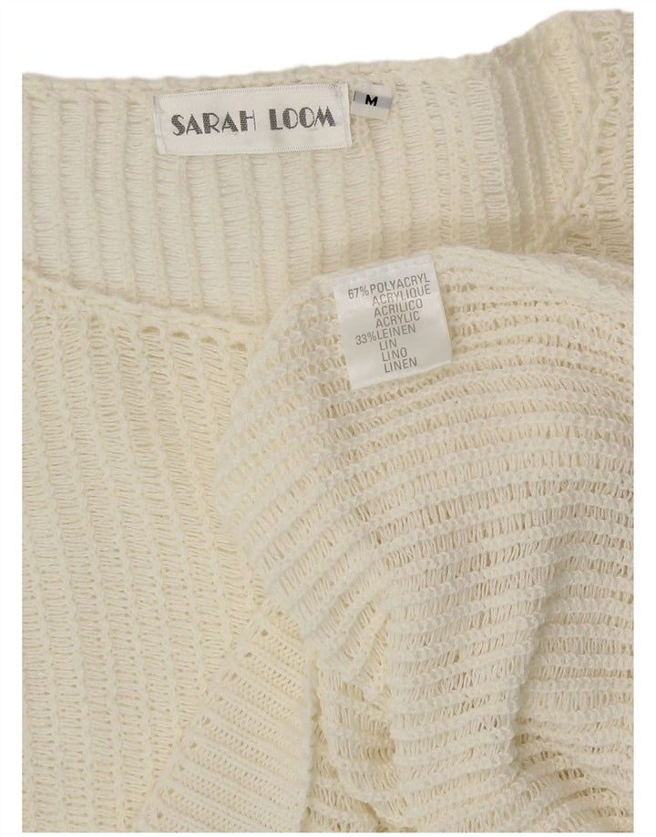 VINTAGE ženski pulover s kratkim izrezom UK 14 srednje bijele boje