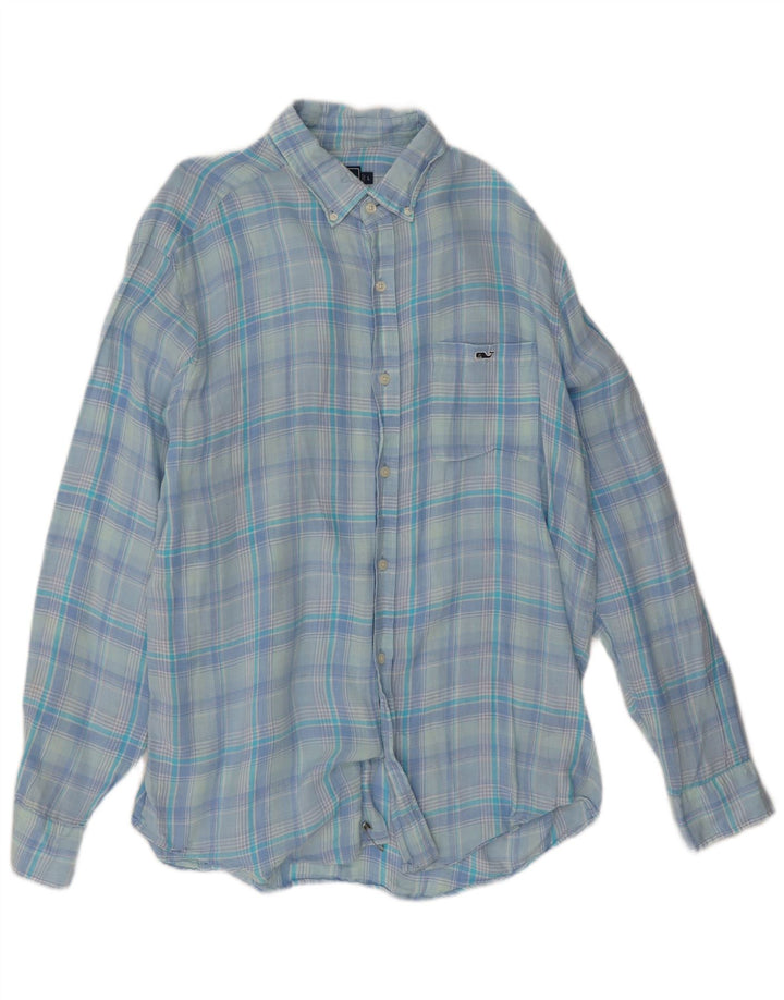 Vineyard Vines muška klasična košulja velikog plavog kariranog lana