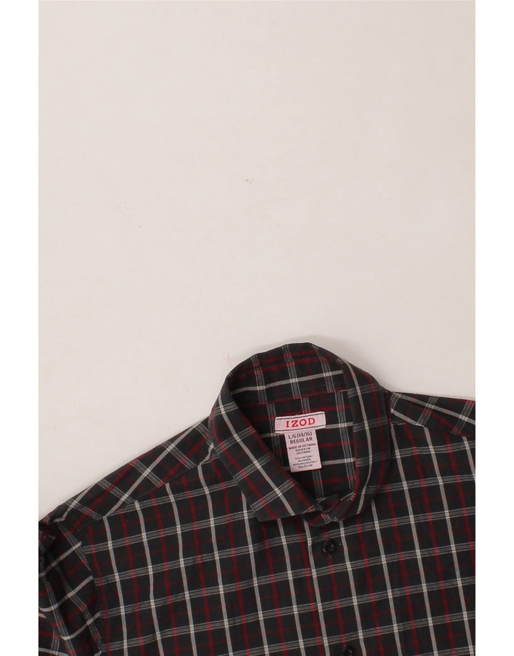 IZOD Boys Formal Shirt 14-15 Years Large Black Check Cotton Vintage Izod and Second-Hand Izod from Messina Hembry 